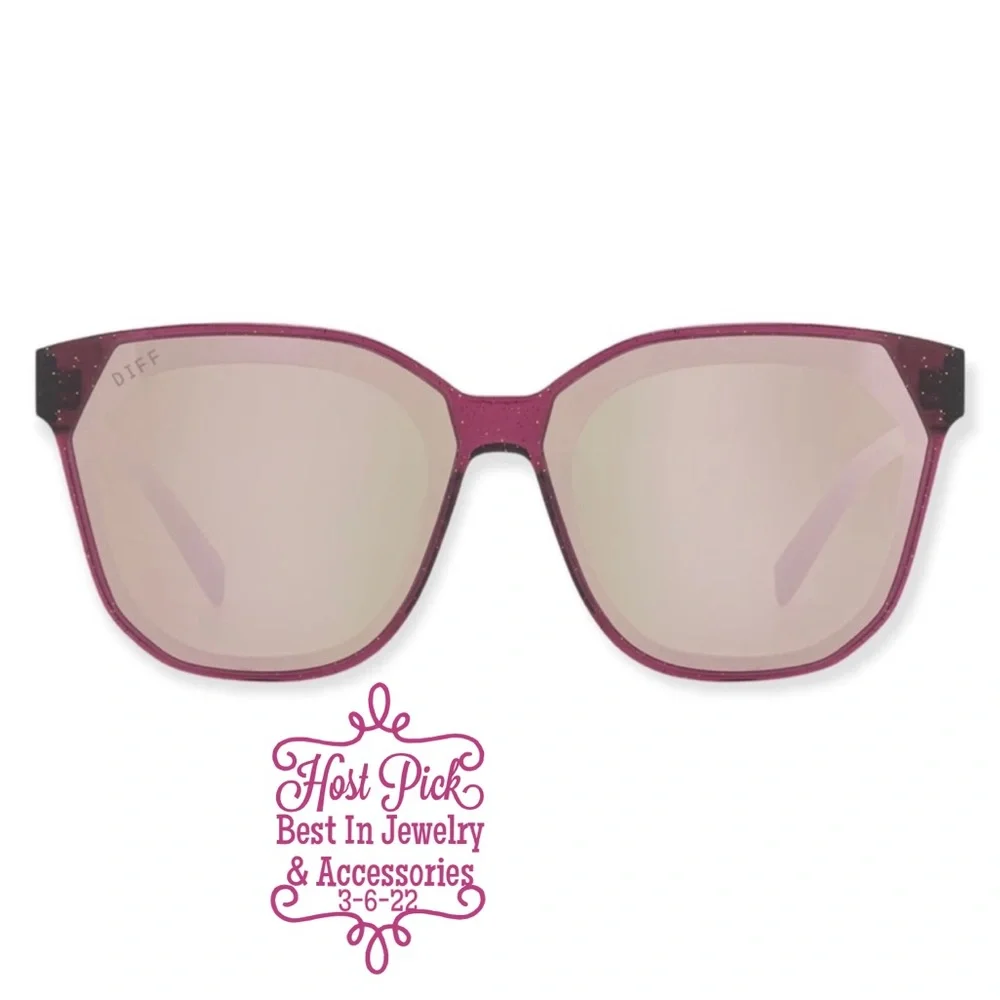 DIFF Gia Sunglasses Festive Umbria Frame Cherry Blossom Mirror Lens NWT